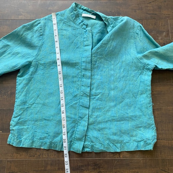 Bryn  Walker Teal linen blouse - Picture 7 of 12